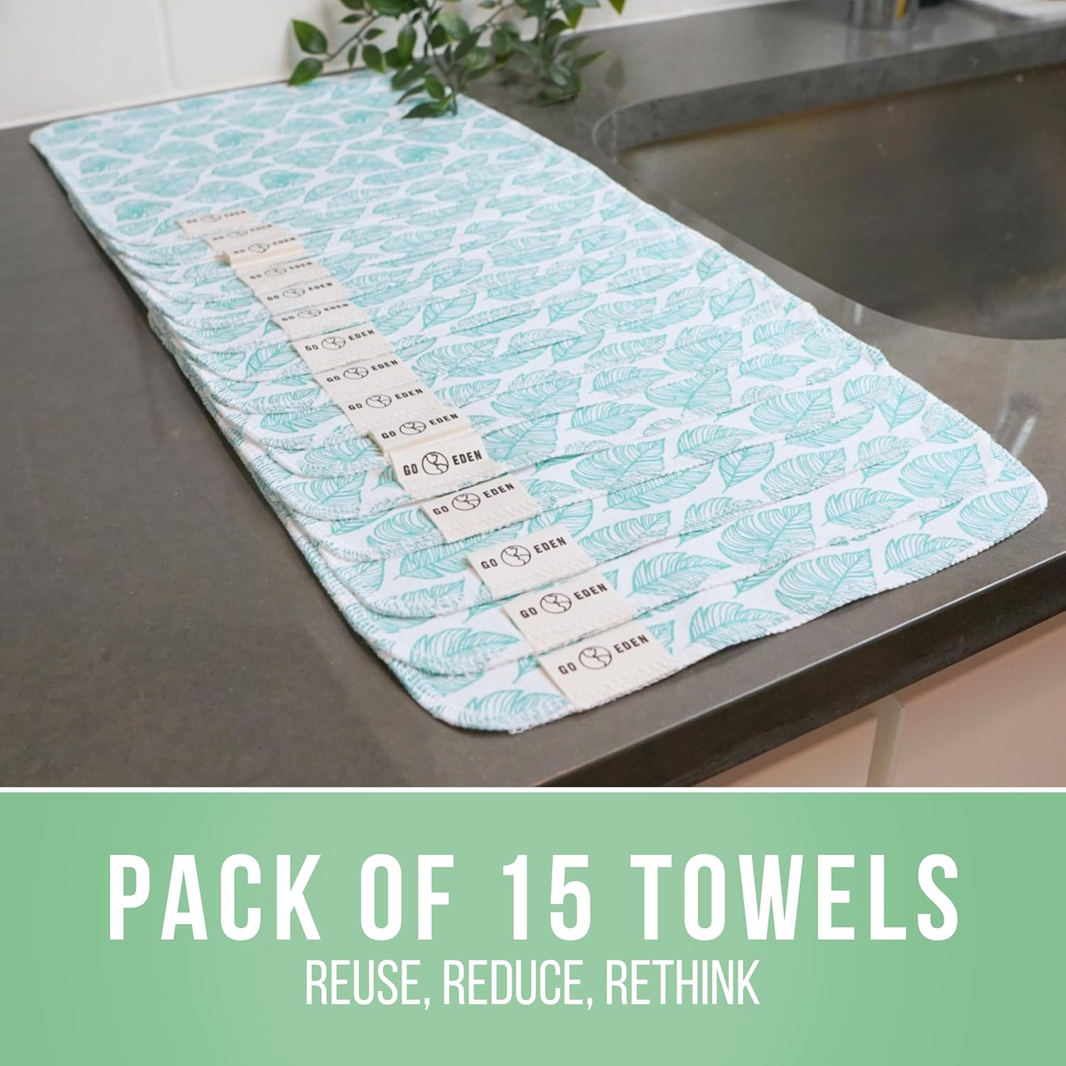 Reusable Paper Towels - Pack of Paperless & Washable Towels, 100% Cotton, Highly Absorbent, and Built to Last, Kitchen Dish Cloth Alternative (Pastels, 15 Pieces) - Image 7