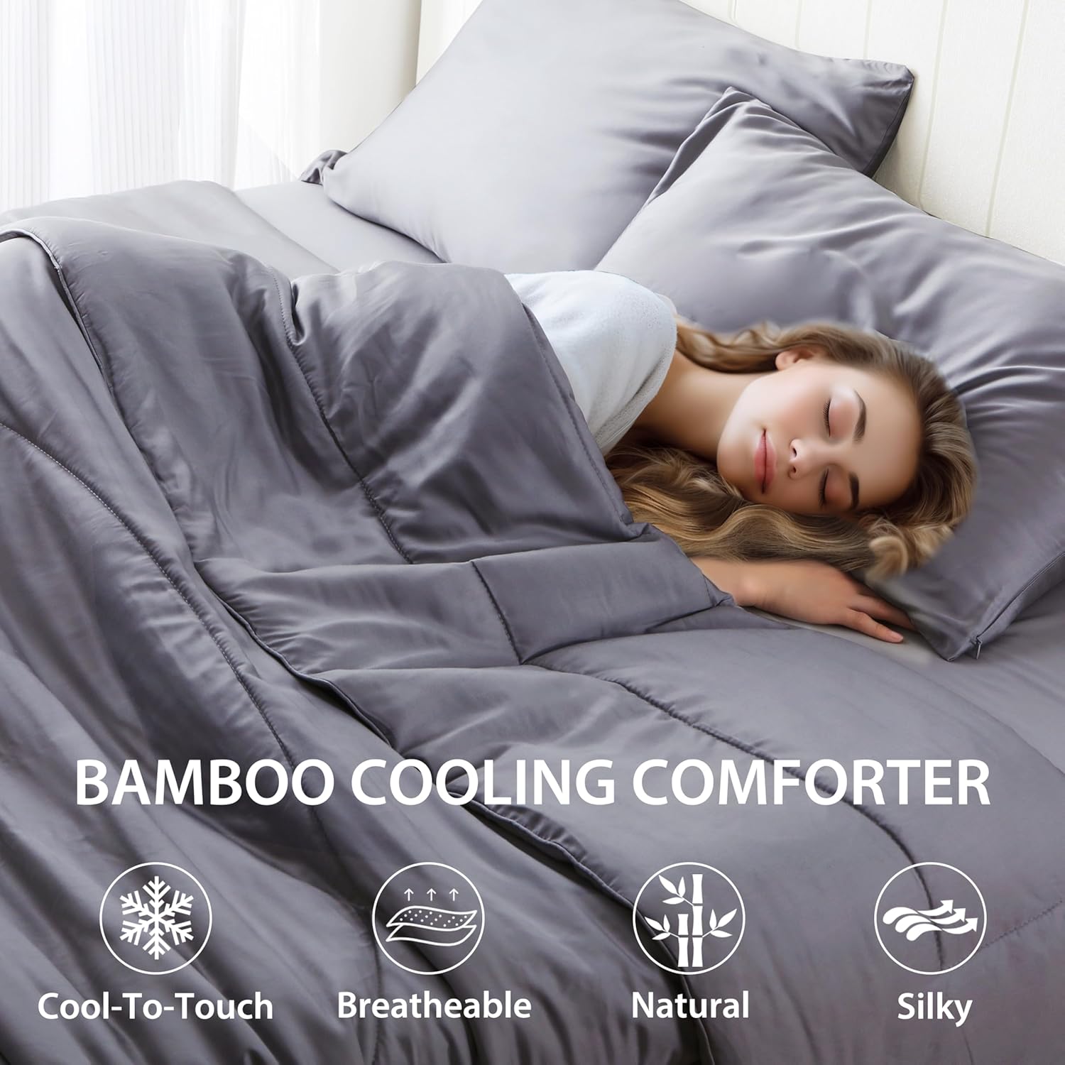 Bamboo Viscose Summer Comforter/Blanket - Ultra Soft & Breathable Comfort - Perfect Medium Weight for Snuggling Without Overheating - Stay Cool & Cozy All Night - Image 2