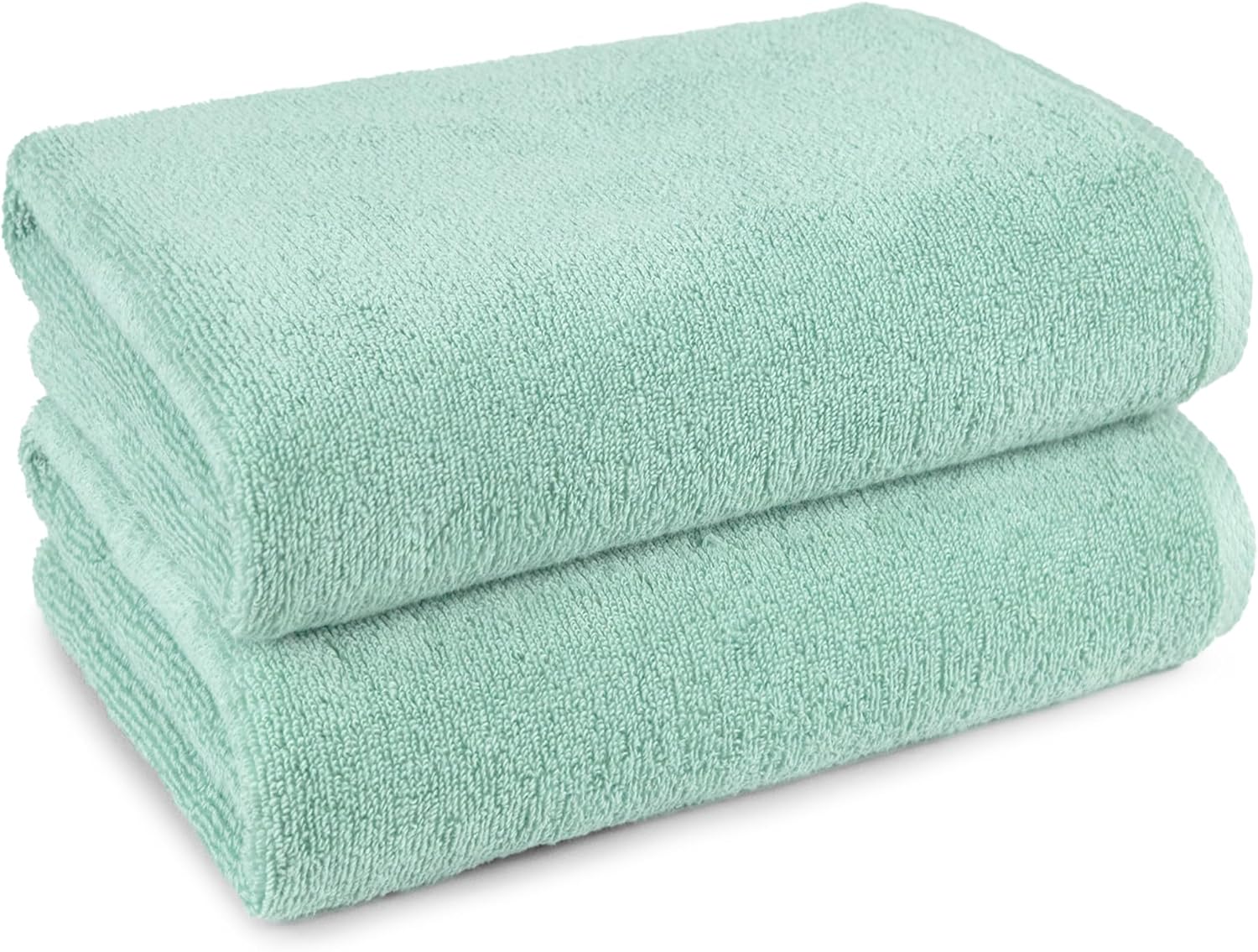 Amazon Basics 100% Cotton Quick-Dry Lightweight Moisture Absorbing Bath Towel, 2-Pack, Seafoam Green, 54" x 30" - Image 7