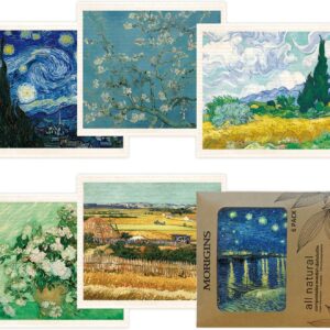Morigins Swedish Dishcloths for Kitchen 6 Pack Van Gogh Painting Cellulose Sponge Cloths Non Scratch Reusable Paper Towels No Odor, Biodegradable and Reusable Kitchen Dish Rags