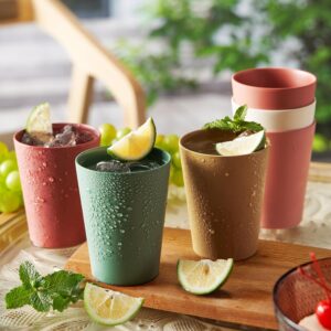 Khen Premium Drinking Glasses, Colored Bamboo Tumblers | Set of 6 | Luxury 12oz, Alternative to Plastic Cups Reusable & Unbreakable, Indoors & outdoors, Large Glassware Dishwasher Safe Water Glass