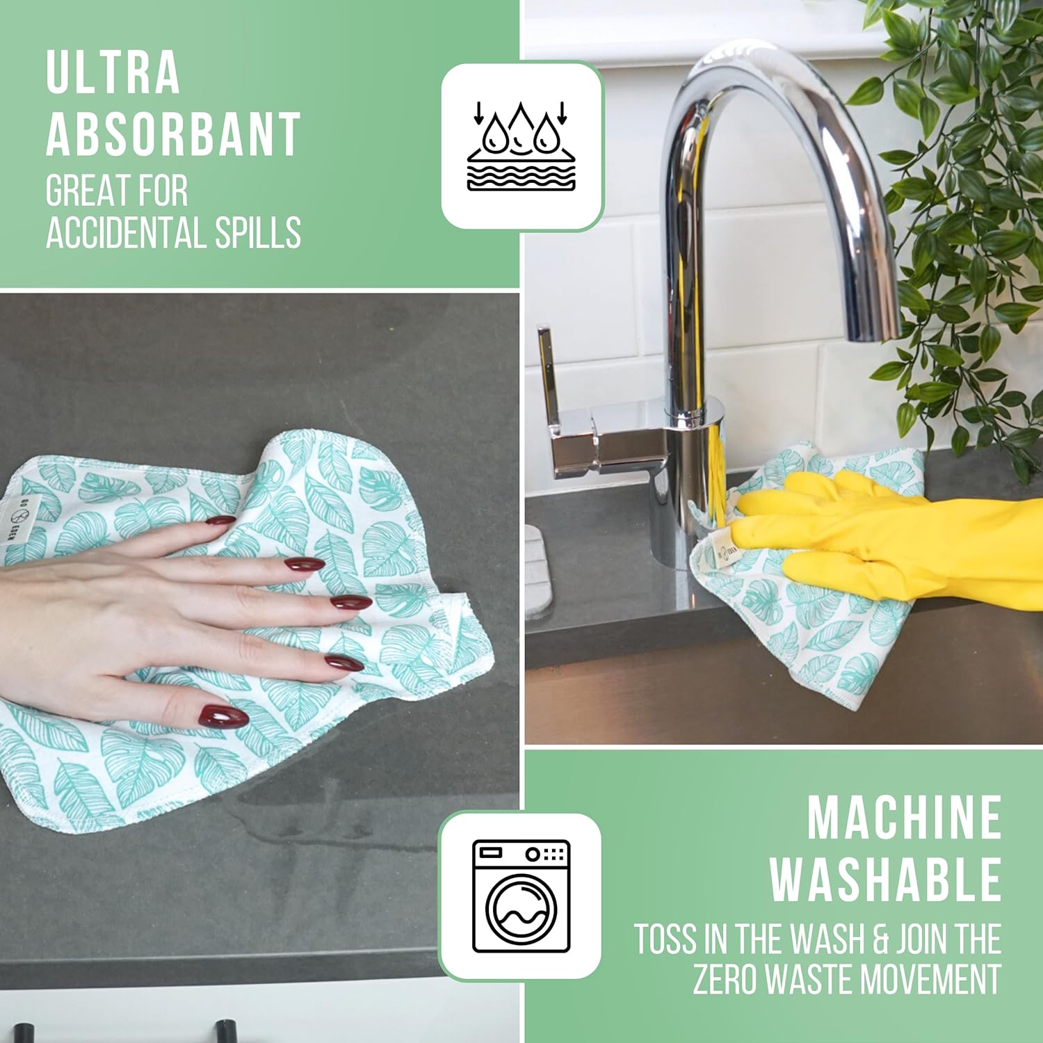 Reusable Paper Towels - Pack of Paperless & Washable Towels, 100% Cotton, Highly Absorbent, and Built to Last, Kitchen Dish Cloth Alternative (Pastels, 15 Pieces) - Image 6