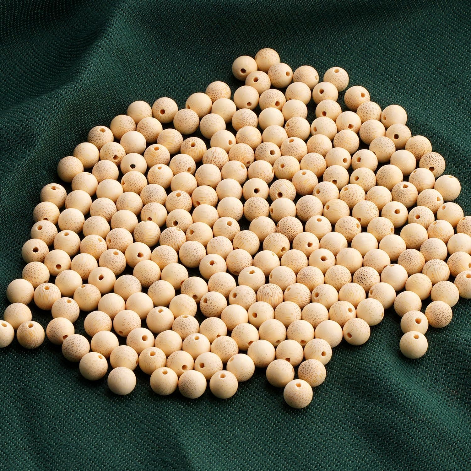 200pcs 10mm Natural Bamboo Sustainable Growth Round Beads Gorgeous Craft Handmade Polished Spacer Mala Pray Beads with Elastic Cord for Bracelets DIY Rosary Tasbih Jewelry Making - Image 3