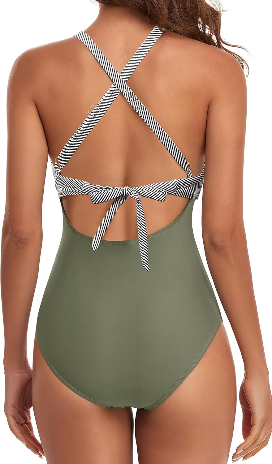 Eomenie Women's One Piece Swimsuits Tummy Control Cutout High Waisted Bathing Suit Wrap Tie Back 1 Piece Swimsuit - Image 3