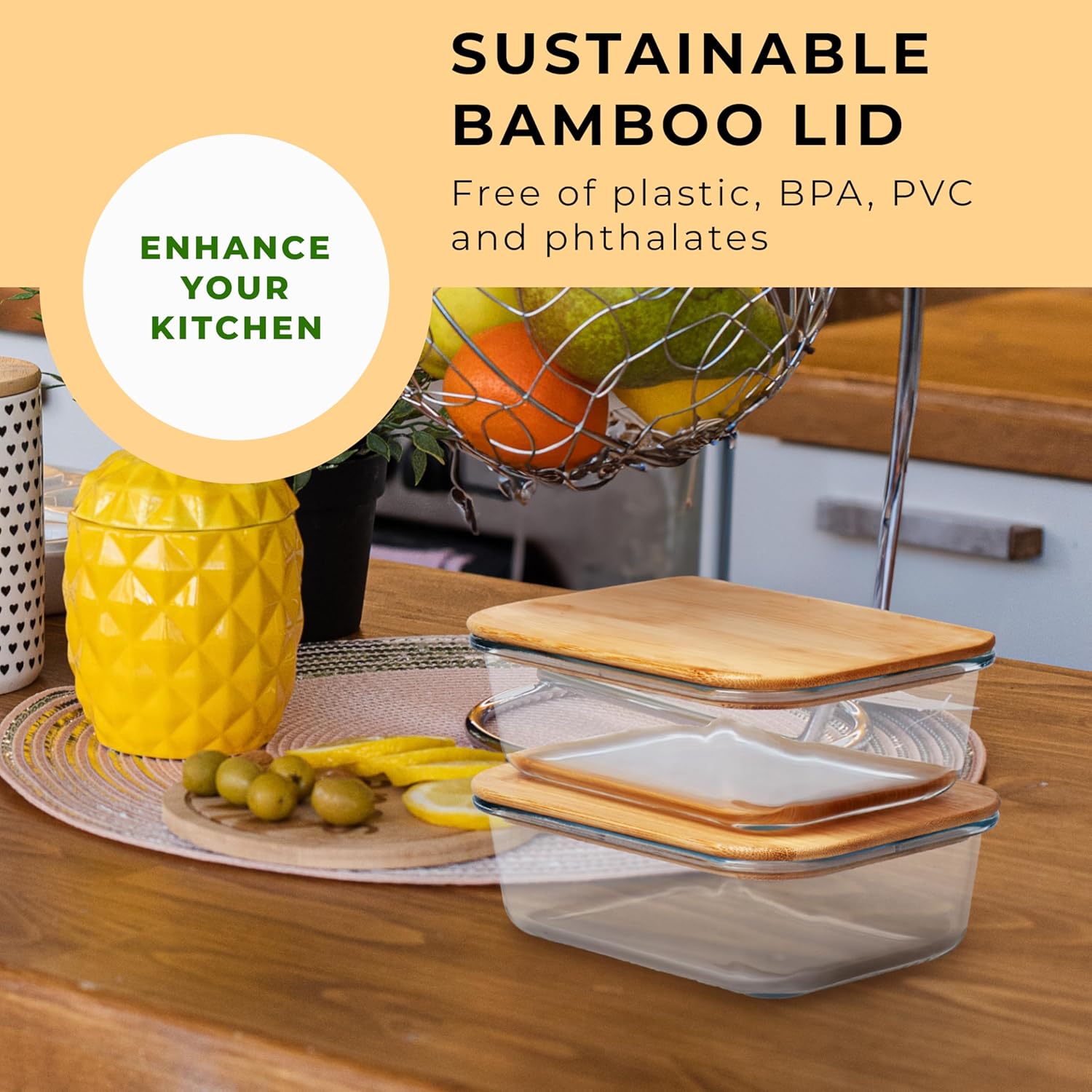 Prosumer's Choice Glass Food Storage Containers with Bamboo Lids (Pack of 2) - Stackable Meal Prep Container - Airtight Glass Food Containers with Lids - Reusable Lunch Pack - 36 Oz - Image 7