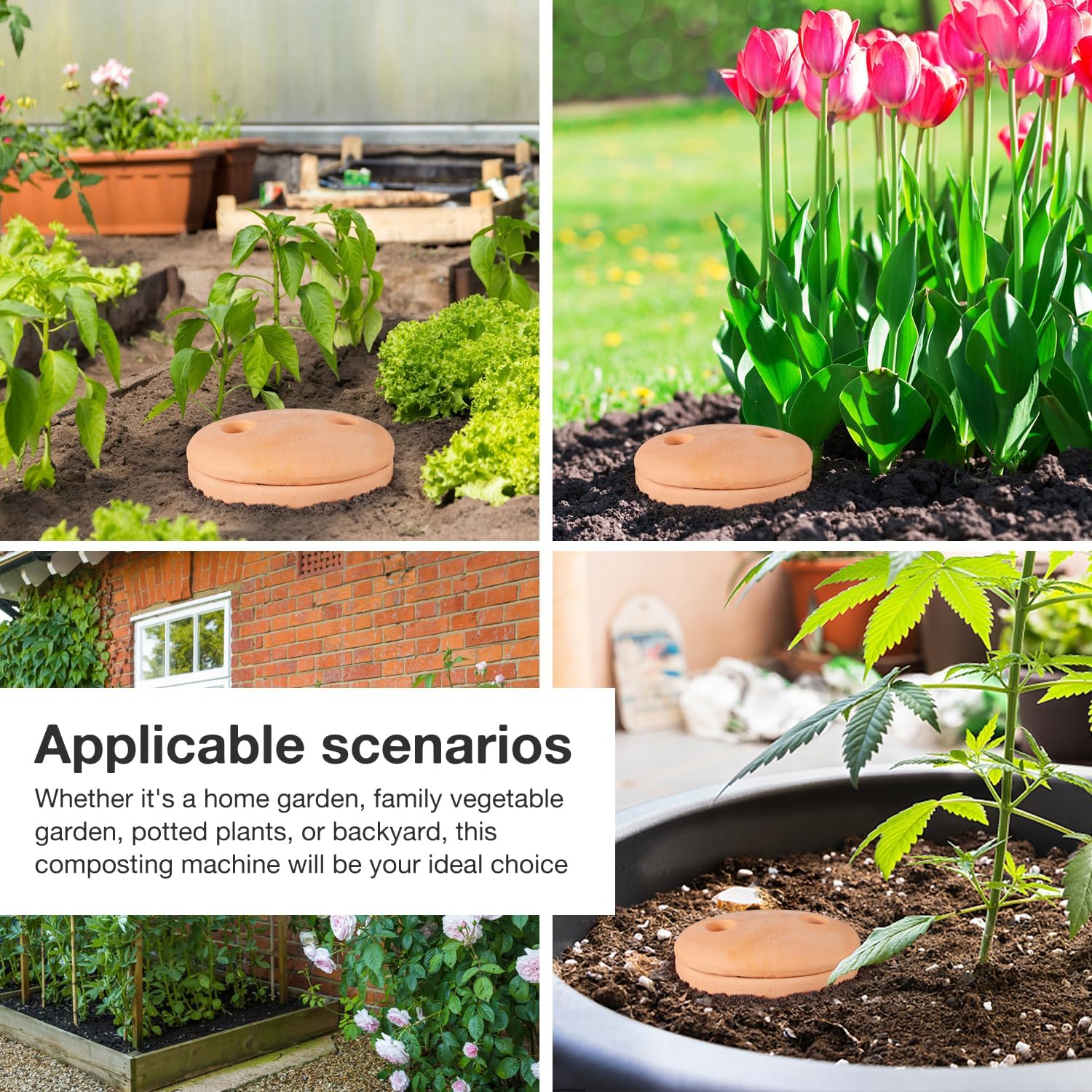 Underground Worm Farm Clay 10Inch Garden Composting bin Ceramics Outdoor Gardening from Kitchen Food Waste with Holes Systems Sustainable Worm Composter for Raised Garden Beds at Home - Image 8