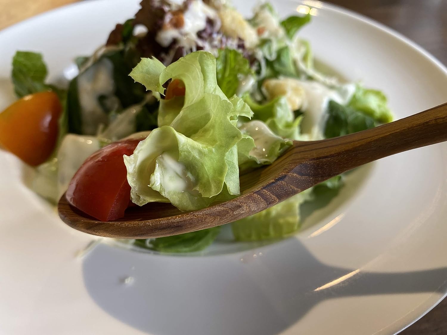 FAAY 2 Teak Serving Spoons, 9.5 Inches Wooden Spoon, Salad Servers, Handcrafted from High Moist Resistance Teak, 100% Healthy Utensils - Image 5