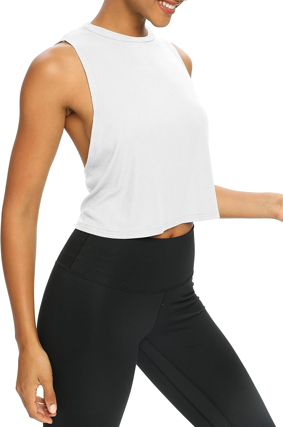 Bestisun Womens Open Back Workout Shirts Cropped Yoga Tank Tops Backless Athletic Clothes - Image 5