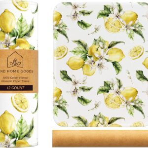 Reusable Paper Towels (12″x10”) – Soft Absorbent 100% Cloth Paper Towels- Washable Paper Towels Rolls w/Cardboard Roll-Reusable Napkins Washable- Dish Cloths (Vintage Lemons, 12x10inch)
