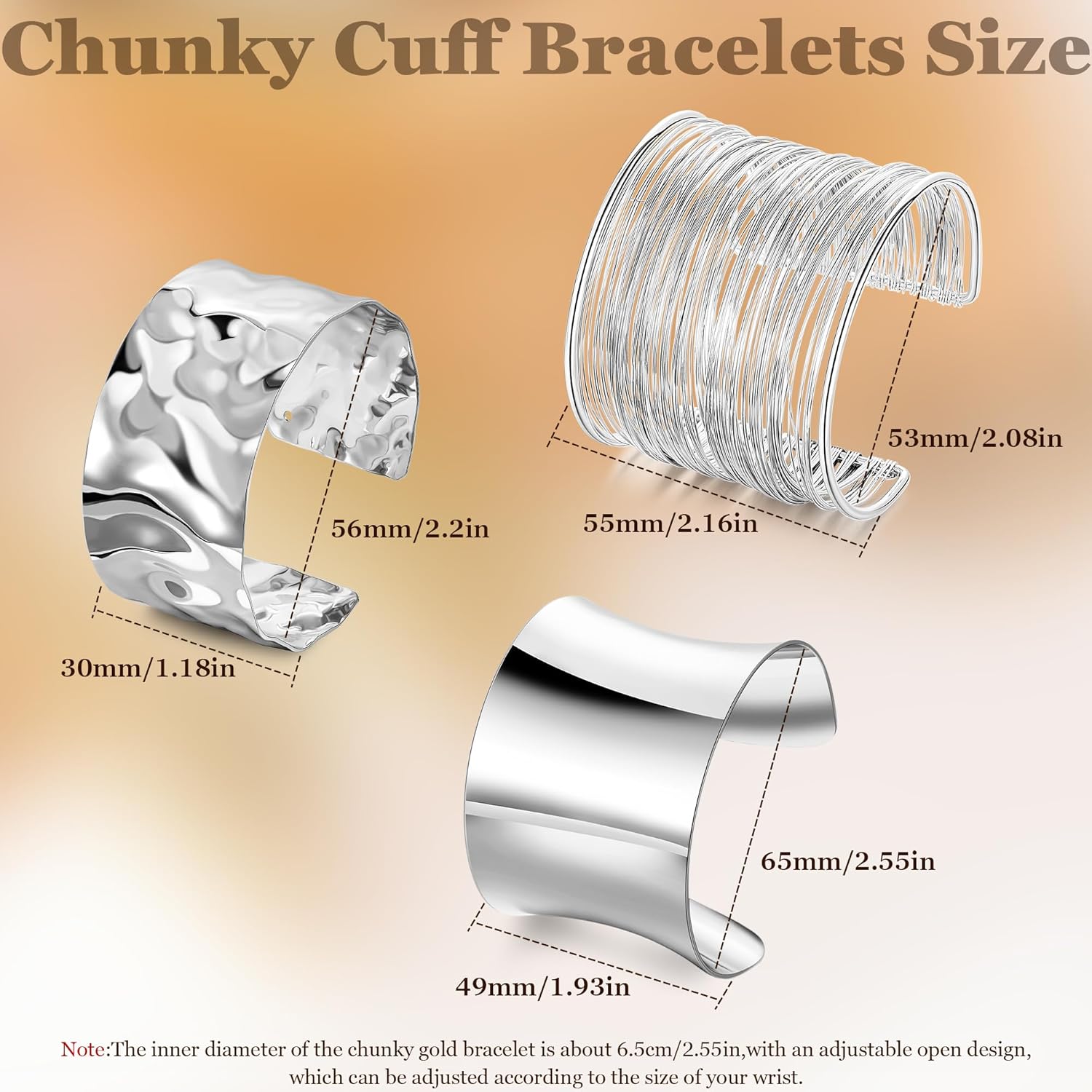 3Pcs Chunky Gold Cuff Bracelets Open Wide Bangle Bracelets Set for Women Minimalist Irregular Bracelet Statement Wrist Cuff Wrap Bracelet Jewelry - Image 4