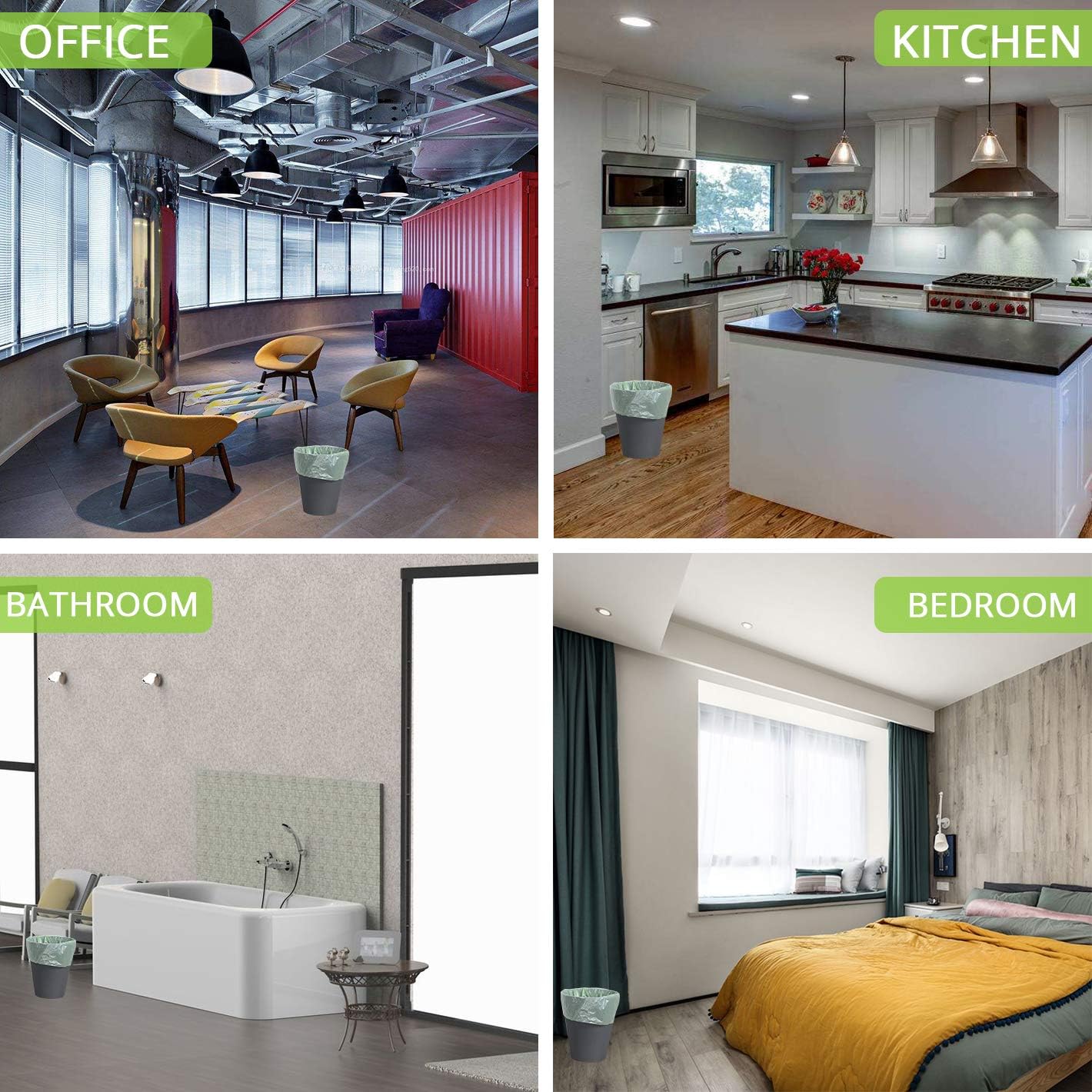 Compostable Trash Bags, 3 Gallon Biodegradable Small Garbage Bags Green Wastebasket Liners for Bathroom Office Home Bins, 100 Counts - Image 6