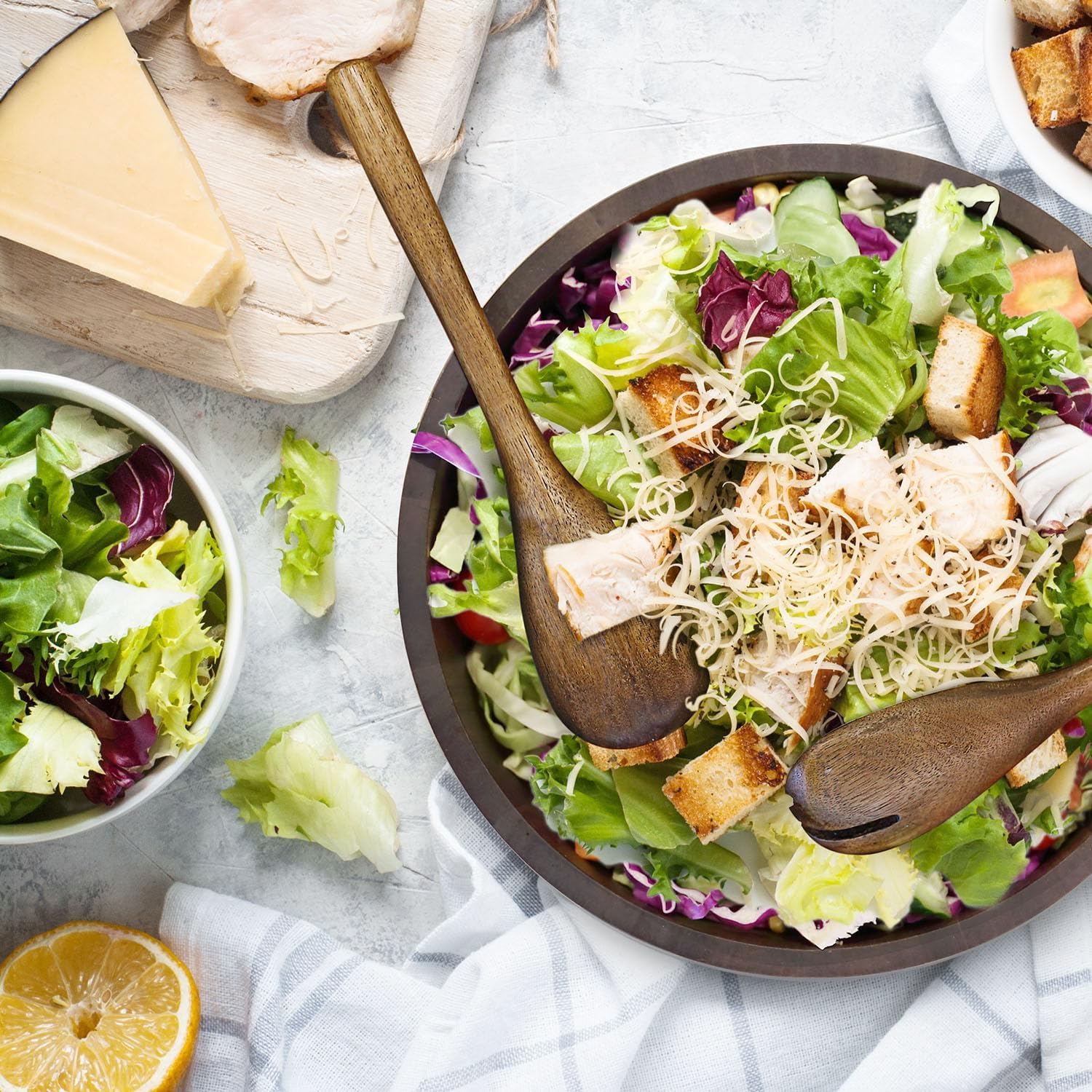 Wooden Salad Bowl, Acacia Walnut Wood Salad Bowl Set, 12 * 4.3 inch Large Natural Wooden with Fork and Spoon,Premium Eco-Friendly 346oz /10.8qt for Kitchen,Dining,Serving & Mixing Food - Image 5