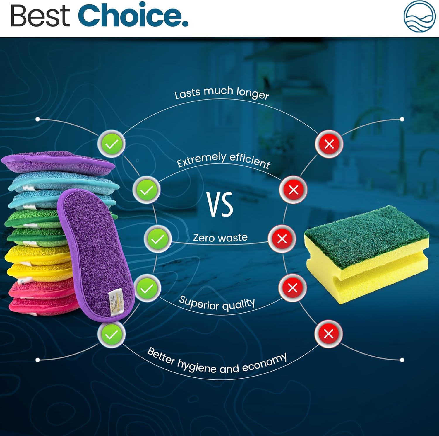 – 10 Kitchen Sponges Pack– Washable and Reusable Dishes Sponge Rubber – 6 X 3 inches - Multicolored - Image 6