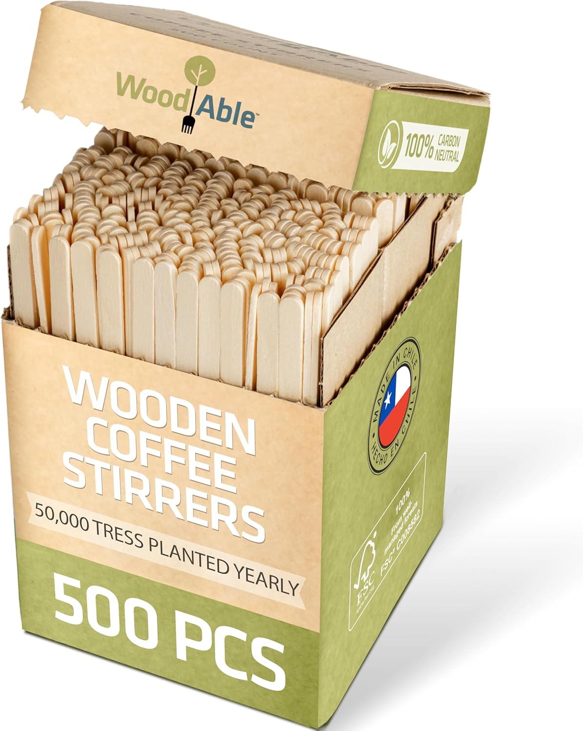 5.5 Inch Wooden Coffee Stirrers, 500 Count, Disposable & Compostable Wood Coffee Stick Stirrers | Eco-Friendly, Sustainable, Organic, Biodegradable, Vegan-Friendly Coffee Station Supplies - Image 2