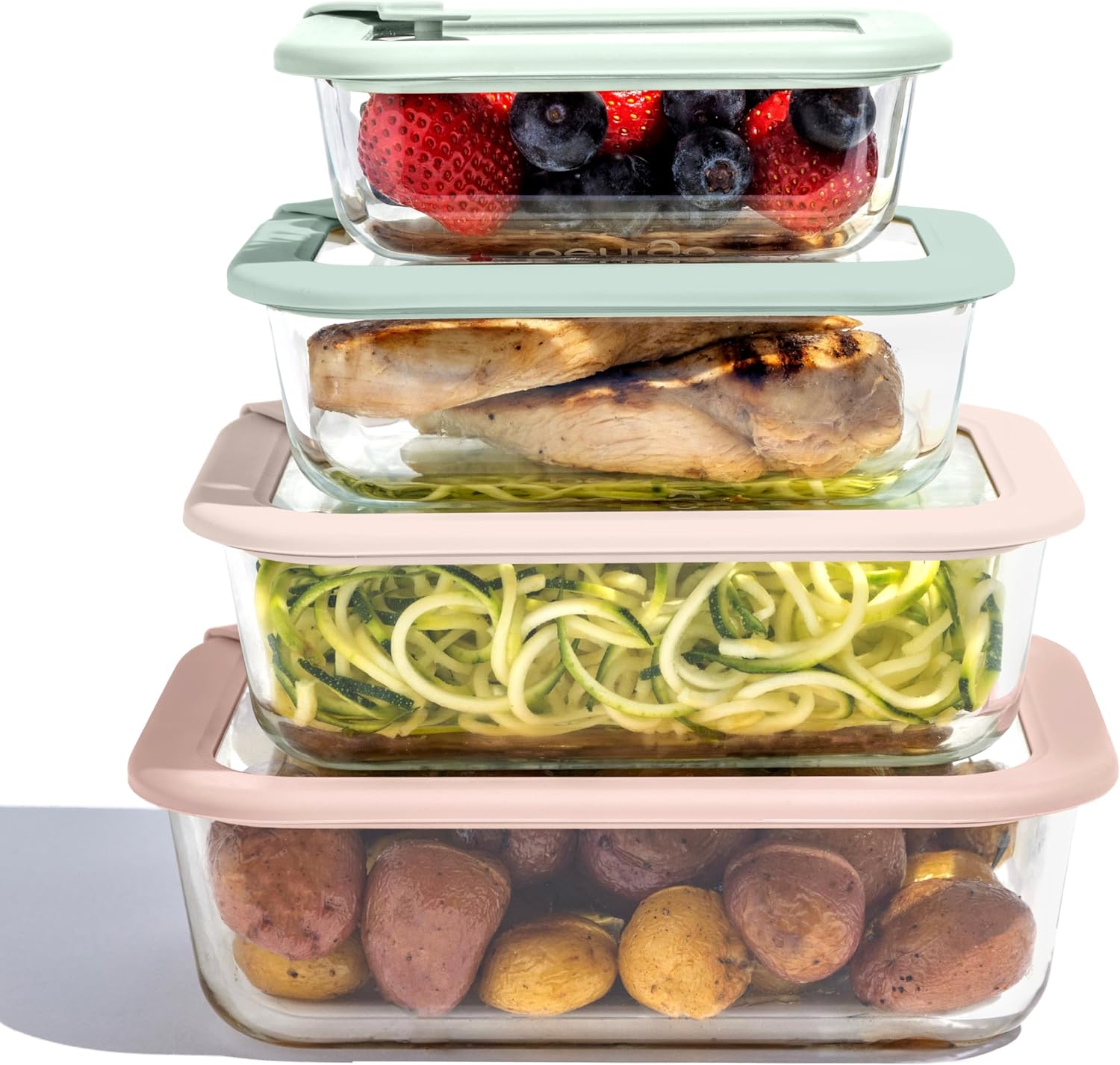 Bentgo Signature Leak-Proof Glass Food Storage - 8-Piece Set, 1-Compartment Plastic-Free Containers with Airtight Glass Lids, BPA-Free, Microwave, Freezer, Oven & Dishwasher Safe (Desert Sage) - Image 2