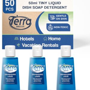 Terra Breeze Tiny Dish Soap Detergent | For Use in Vacation Rentals and Extended Stay Hotels | 1.6 oz (Case of 50)