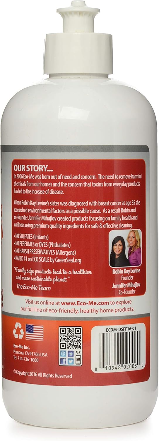 Eco Me Natural Environmentally Friendly Sudsing Liquid Dish Soap, Healthy Fragrance Free Scent, 16 Ounces - Image 2