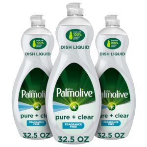 Palmolive Ultra Dishwashing Liquid Dish Soap, Pure + Clear Fragrance Free – 32.5 Fluid Ounce, Pack of 9