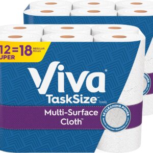 Viva Multi-Surface Cloth Paper Towels, Task Size – 12 Super Rolls (2 Packs of 6) – 81 Sheets Per Roll