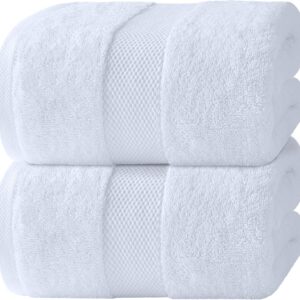 White Classic Luxury Bath Sheets Towels for Adults Extra Large 35×70 Inch – 700 GSM Turkish Cotton, Highly Absorbent | Hotel Collection | 2 Pack