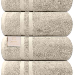 Organix Oversized 4 Piece Soft Bath Sheets Towels 550 GSM Cotton Bath Towels Extra Large 35″x70″, Highly Absorbent & Quick Dry, Super Soft Hotel Quality Extra Large Bath Towels, Daily Use (Beige)