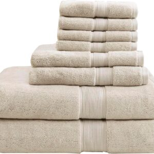 Madison Park 800GSM Bathroom Towel Set of 8 100% Cotton Bath Towel Set for Bathroom Luxurious Highly Absorbent 2 Bath Towels 2 Hand Towels 4 Washcloths Quick Dry Spa Quality Natural