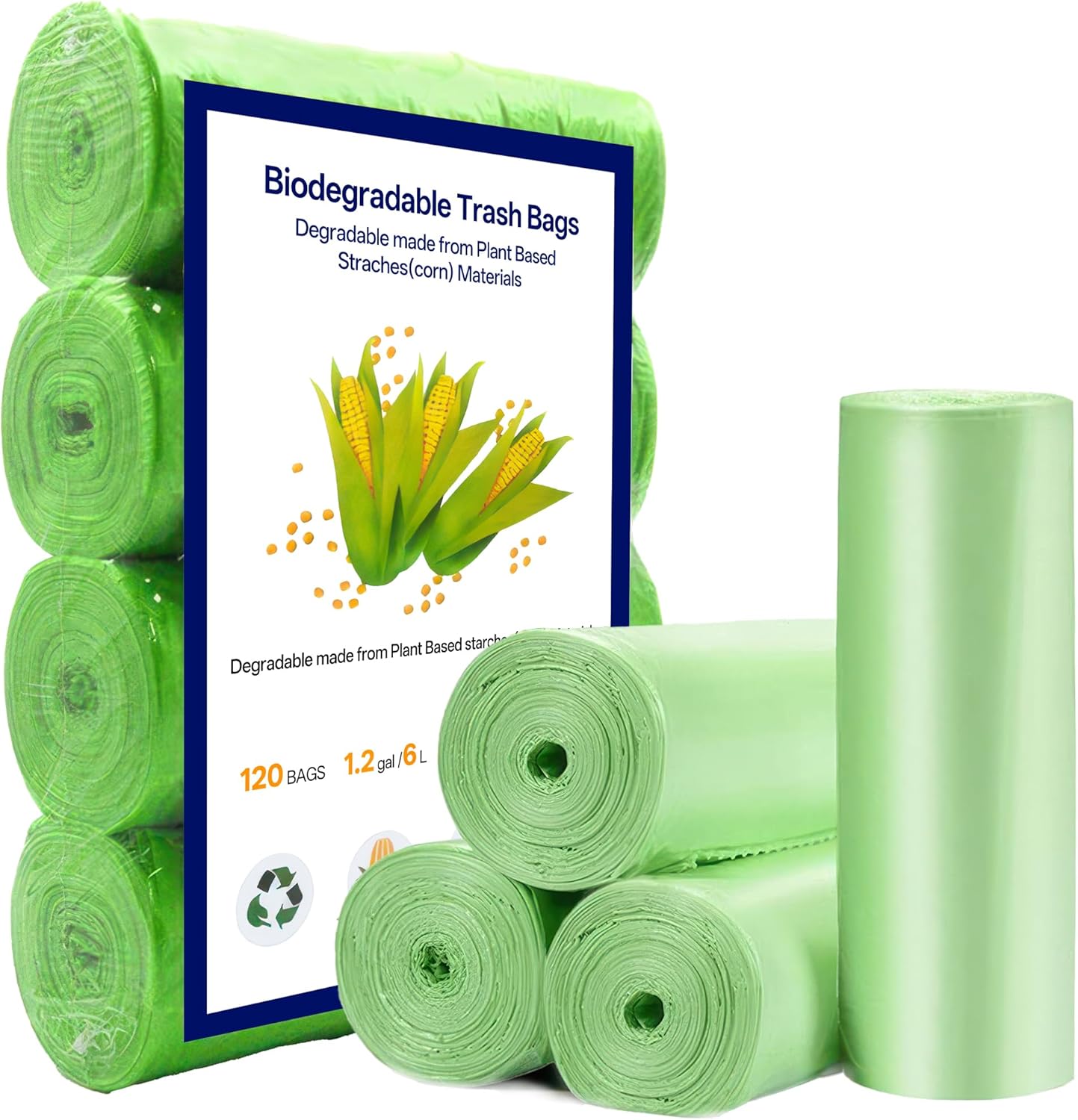 1.2 Gal Trash Bags for Small Trash Can, 120 Counts / 4 Rolls Rubbish Bags for Garbage Bin Waste basket for Kitchen Rv Office, Fit to 5 Liter / 1.3 Gallon Trash Can, Green - Image 2