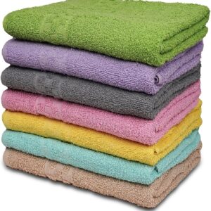 ZUPERIA 7-Pack Bath Towels – 30″ x 54″ – Ultra Soft 100% Cotton Large Bath Towels- Highly Absorbent for Bathroom, Pool, Gym, Spa, and Hotel Use (Colors Variety)