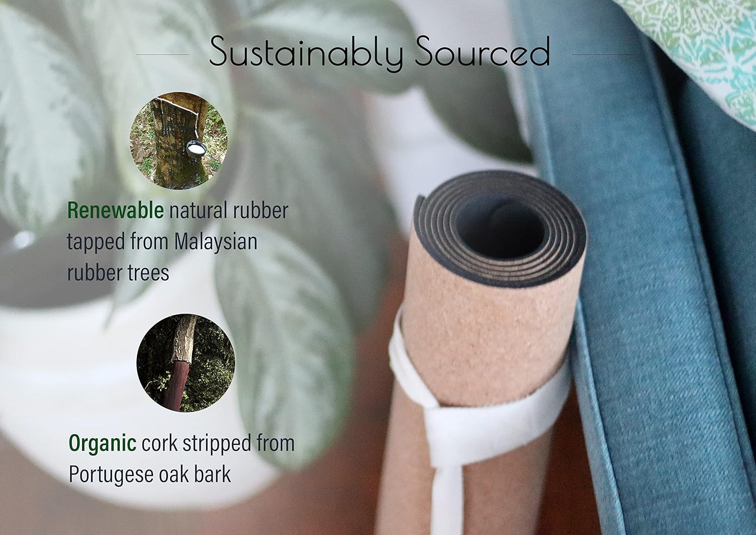 3mm Thick, 72" x 24" Natural Rubber Cork Yoga Mat, Hot Yoga Mat, Non Toxic, TPE-Free, Sustainable, Eco-Friendly, Non-Slip, Odor Resistant - Image 3