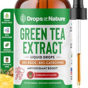 Green Tea 10:1 Extract 50% EGCG – Green Tea Liquid Drops – Vegan, 4X More Powerful Than Pills & Capsules – 2oz Antioxidant & Immune Supplement – Skin, Heart Support, Brain Health & Memory Boost