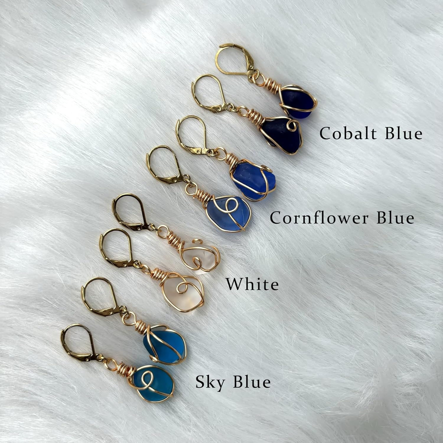 Handmade 14K Gold Sea Glass Wire Wrap Drop Earrings Jewelry (Green),Beach Earrings, Summer Gift, Ocean Jewelry Inspirational Gifts for Women, Mom, Sister - Image 6