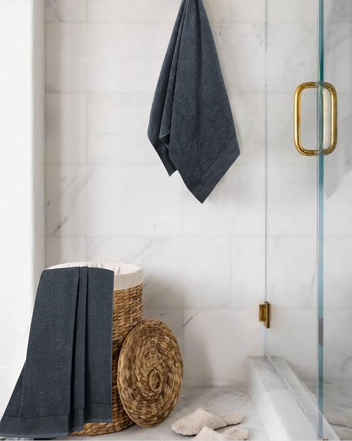 Belizzi Home Ultra Soft 2 Pack Oversized Bath Towel Set 28x55 inche, 100% Cotton Large Bath Towel, Ultra Absorbant Compact Quickdry & Lightweight Towel, Ideal for Gym Travel Camp Pool - Charcoal Grey - Image 4