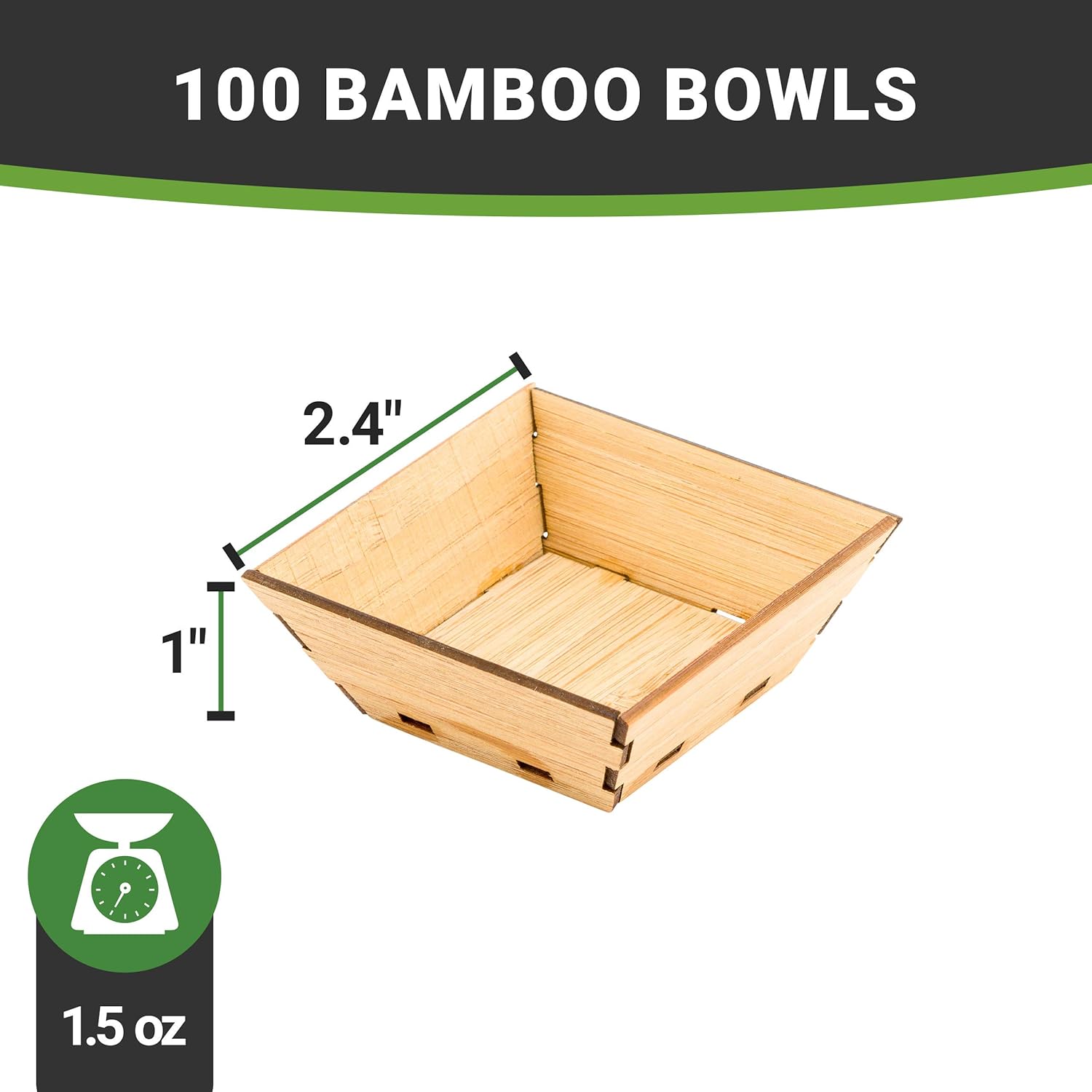 Restaurantware 1.5 Ounce Appetizer Cups 100 Square Mini Dessert Cups - Durable Disposable Bamboo Tasting Bowls Sustainable For Snacks And Samples - Image 4