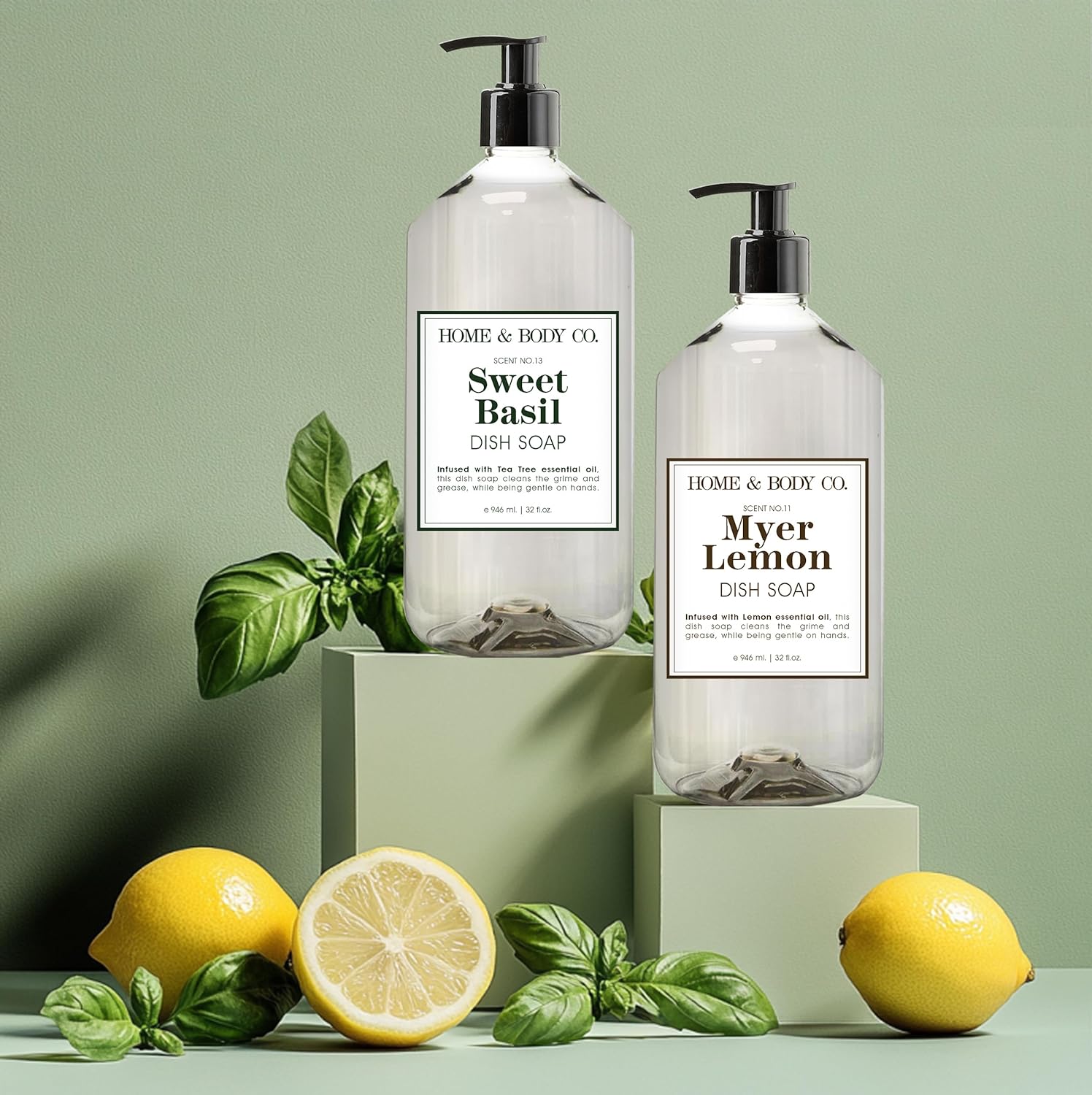 Home & Body Co. Sweet Basil and Meyer Lemon Dish Soaps, 32 fl oz, Set of 4 - Image 4