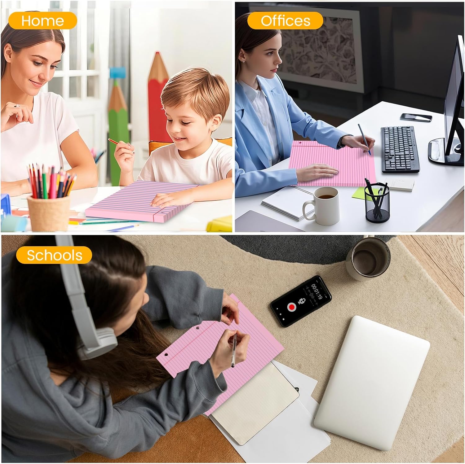 Pink Loose Leaf Paper 100 Sheets Colored Filler Paper 8 * 10.5 College Ruled 3-Hole Punched Paper for 3-Ring Binders Notebook Lined 8" x 10.5" - Image 8