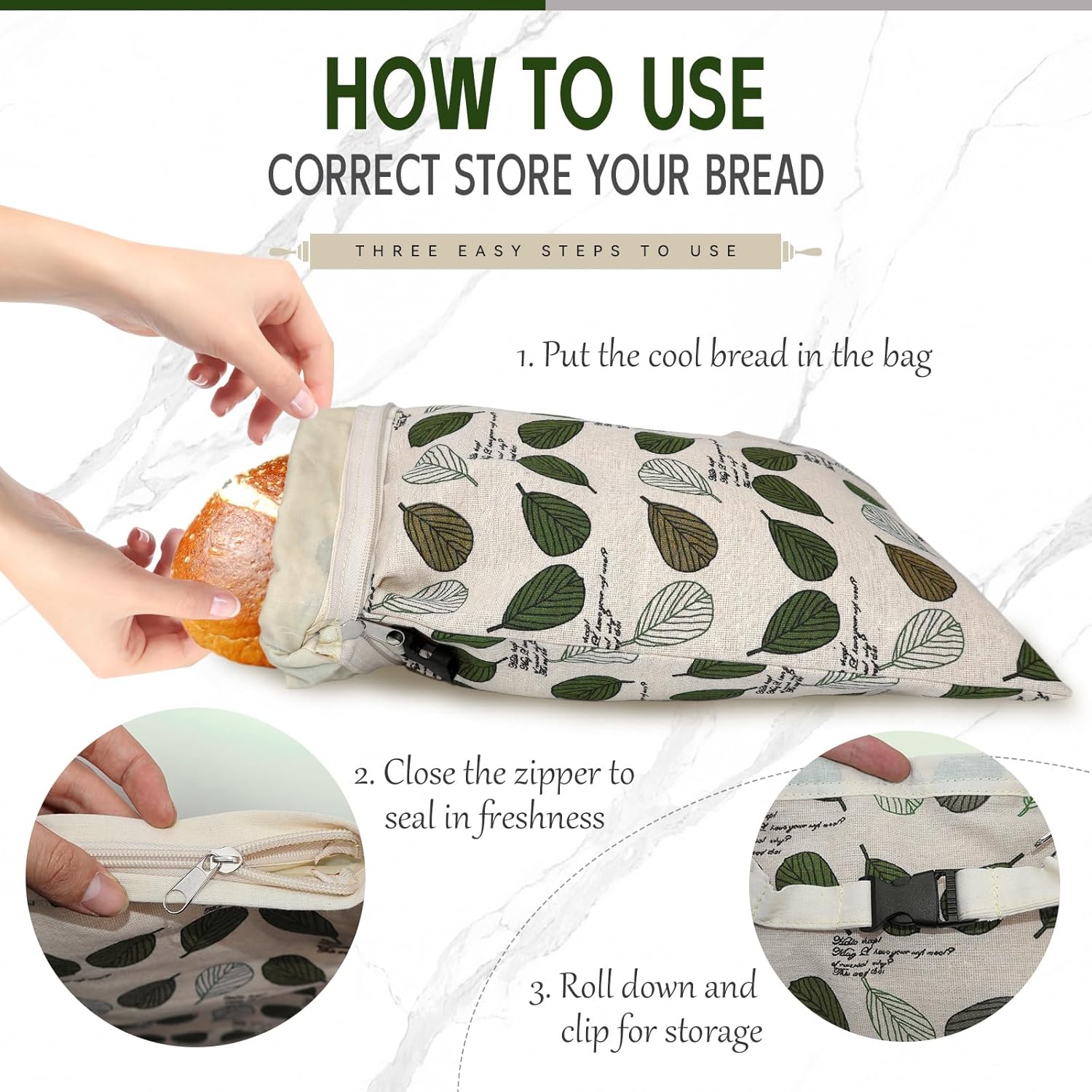 Beeswax Bread Bags for Homemade Sourdough, Sourdough Bread Bag with Zipper, 2 Pack Cotton Large Food Storage Bags to Keep Fresh - Image 5