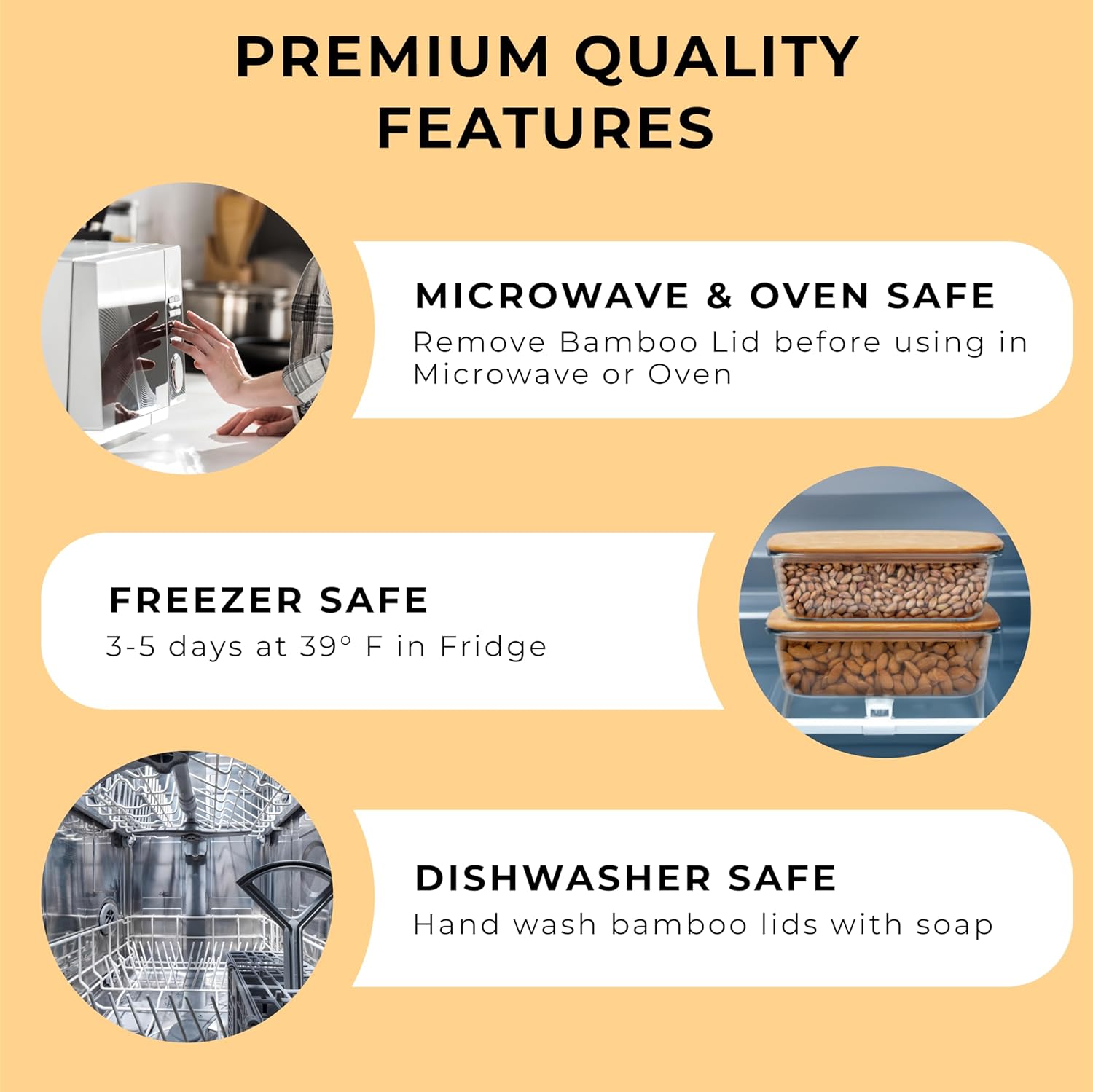 Prosumer's Choice Glass Food Storage Containers with Bamboo Lids (Pack of 2) - Stackable Meal Prep Container - Airtight Glass Food Containers with Lids - Reusable Lunch Pack - 36 Oz - Image 6