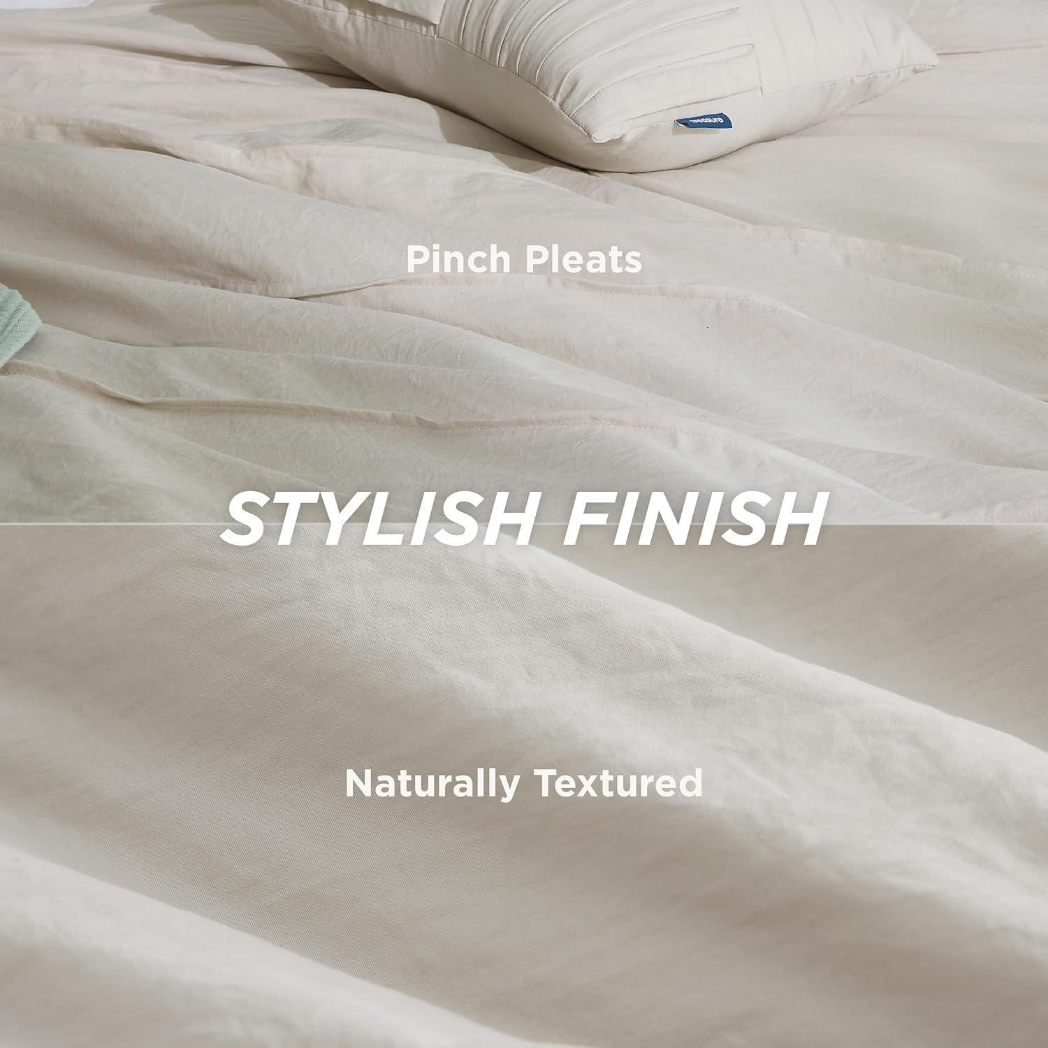 Bedsure California King Comforter Set - 4 Pieces Pinch Pleat Bed Set, Beige Boho Bedding for All Season, 1 Soft Comforter, 2 Pillowcases, 1 Decorative Pillow - Image 5