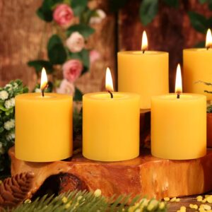 4 Pack Natural Beeswax Pillar Candles,2x2in 100% Pure Beeswax Candles-80 Hours Long Burning,Unscented Bees Wax Candles for Home,Prayer,Emergency,Dripless Smokeless Organic Pillar Candles Bluk