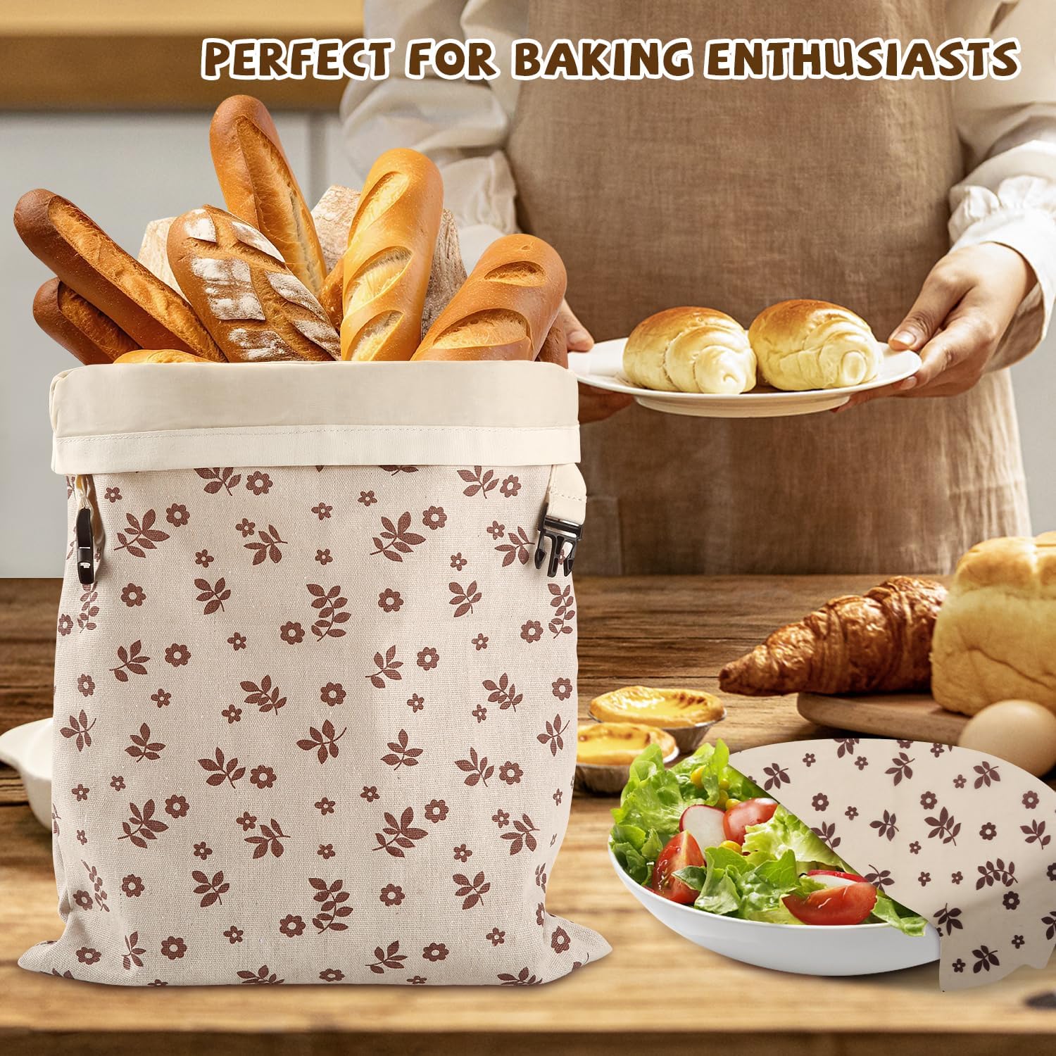 Reusable Beeswax Bread Bags&Beeswax Wraps for Food, Organic Bread bags Reusable to Keep Fresh,Sustainable, Biodegradable Homemade Washable Food Wraps, Must-Have Baking Accessories - Image 6