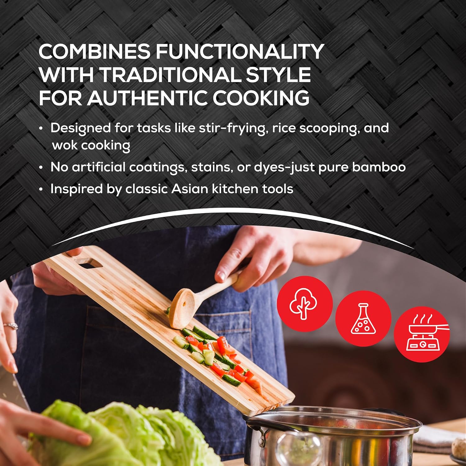 Helen’s Asian Kitchen Bamboo Kitchen Spoon Cooking Utensil, 15-Inch - Image 6