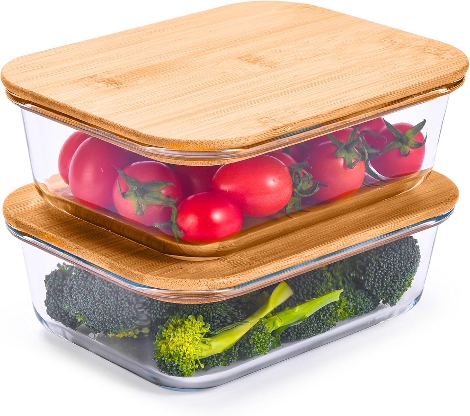 Prosumer's Choice Glass Food Storage Containers with Bamboo Lids (Pack of 2) - Stackable Meal Prep Container - Airtight Glass Food Containers with Lids - Reusable Lunch Pack - 36 Oz - Image 2