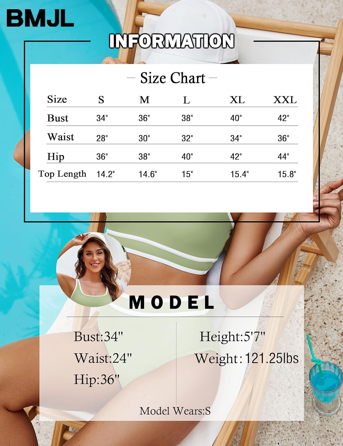 BMJL Women's High Waisted Bikini Sets Sporty Two Piece Swimsuits Color Block Cheeky High Cut Bathing Suits - Image 6
