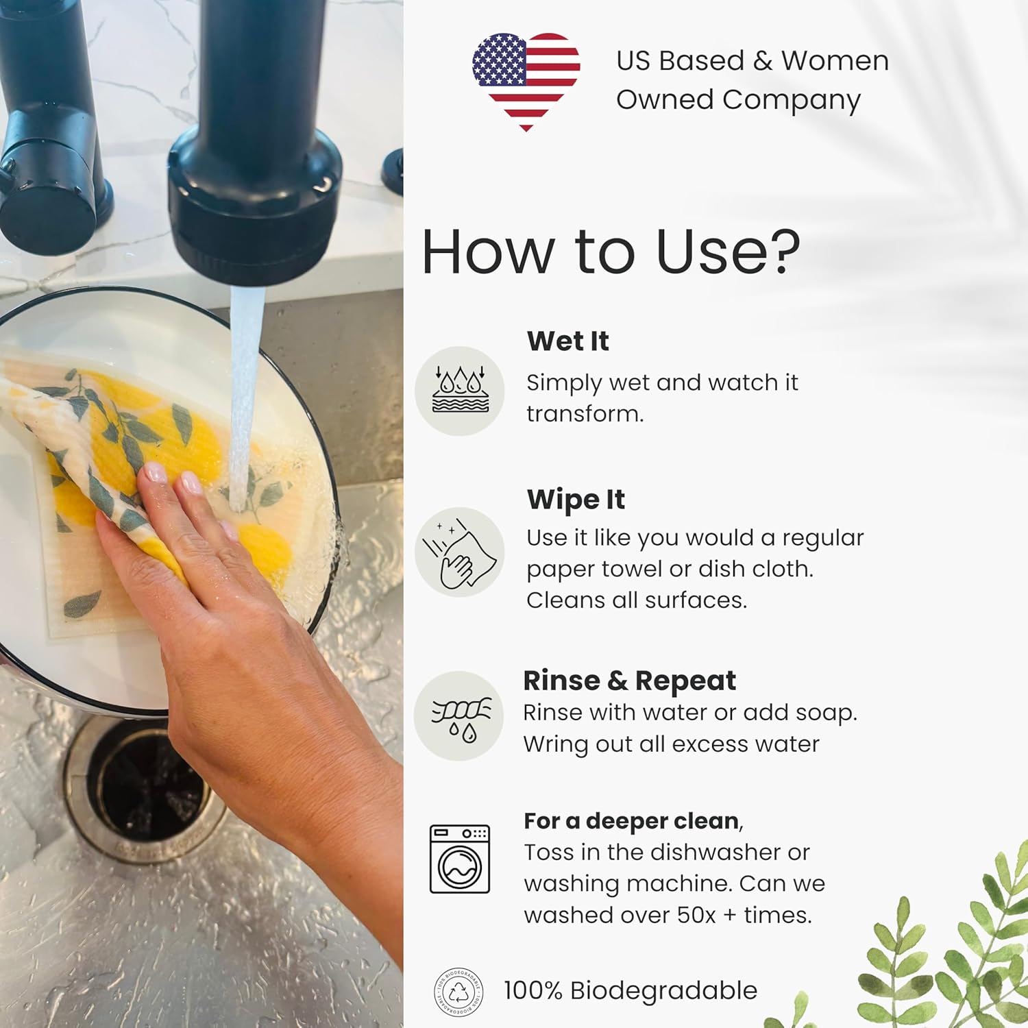 Harps&Seb Swedish Dishcloths for Kitchen Dish Towels - 5 Pack, Non-Scratch Reusable Paper Towels, Super Absorbent Washable Swedish Dish Cloths, No Odor, Biodegradable, Fruit Design - Image 3