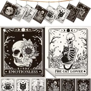 8 Pack Reusable Kitchen Dishcloths – Absorbent, Fast Drying, Washable Swedish Towels with Cute Black Skull Design