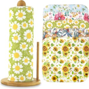 25 Pack Reusable Paper Towels, Paperless Towels Roll Washable Cotton Cloth for Kitchen Towels Zero Waste Products Alternative Paper Towels Alternative (Flower-A)