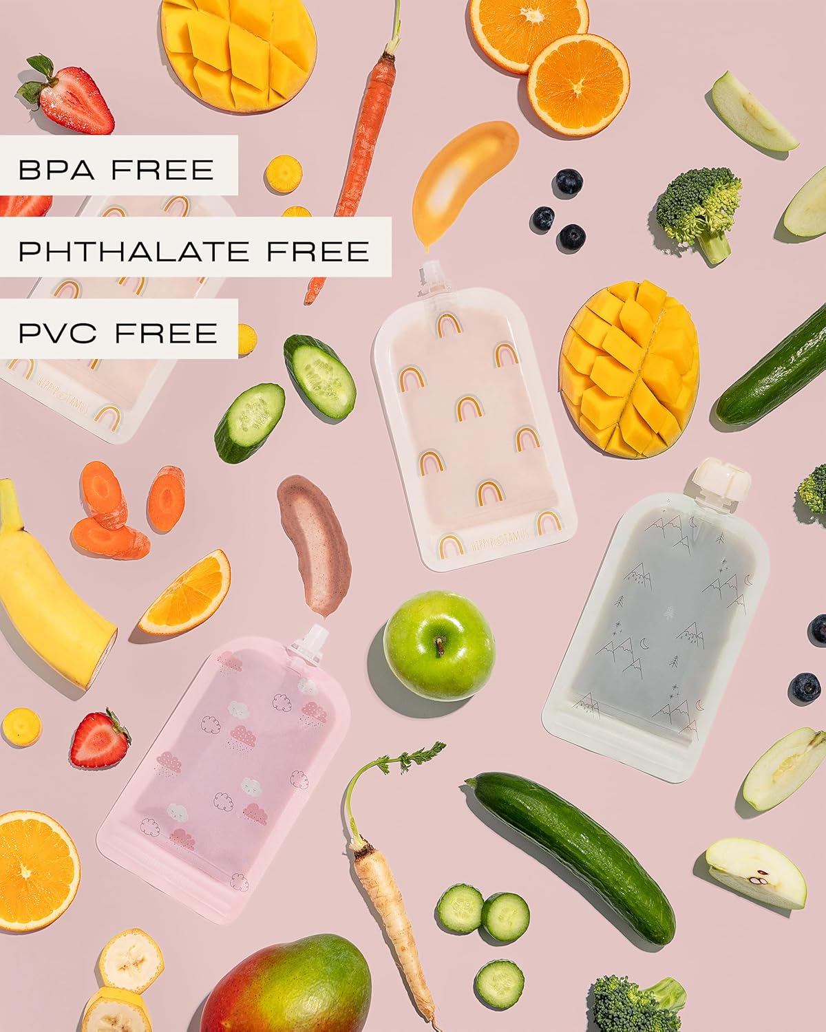 Hippypotamus Reusable Baby Food Pouches for Toddlers - BPA Free Food Grade - Dishwasher & Freezer Safe - Baby Food Containers - Refillable Squeeze Pouch For Applesauce & Yogurt - 12 Pack (Rainbows) - Image 3