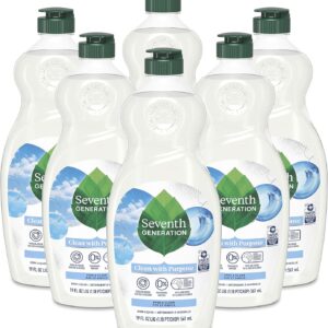 Seventh Generation Dish Liquid Soap Free & Clear liquid soap Pack of 6 Dishwashing Soap Dish Soap for sensitive skin 19 oz
