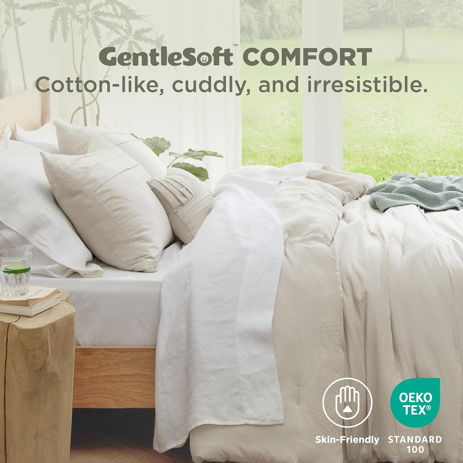 Bedsure California King Comforter Set - 4 Pieces Pinch Pleat Bed Set, Beige Boho Bedding for All Season, 1 Soft Comforter, 2 Pillowcases, 1 Decorative Pillow - Image 2