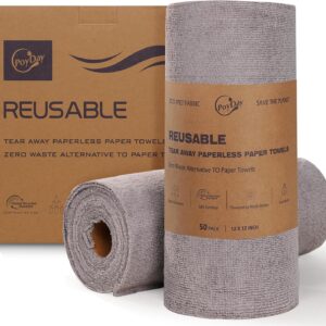 Reusable Paper Towels Washable: 100Pack Reusable Microfiber Towels Roll Tear Away 12x12In Cloth Paper Towels Alternative Absorbent Paperless Towels for Kitchen(Gray*2)